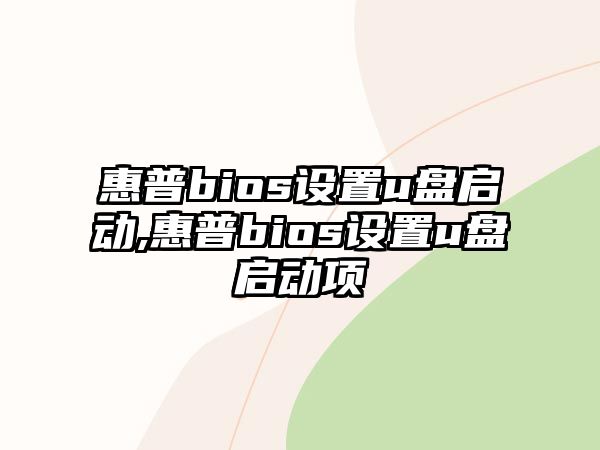 惠普bios設(shè)置u盤啟動,惠普bios設(shè)置u盤啟動項