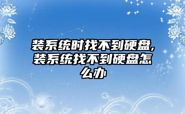 裝系統(tǒng)時找不到硬盤,裝系統(tǒng)找不到硬盤怎么辦