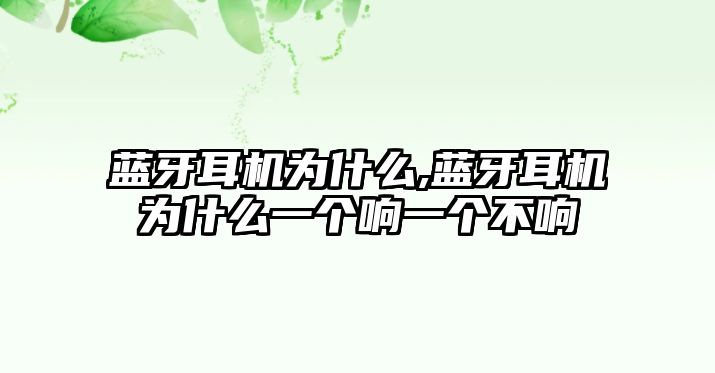 藍(lán)牙耳機(jī)為什么,藍(lán)牙耳機(jī)為什么一個響一個不響