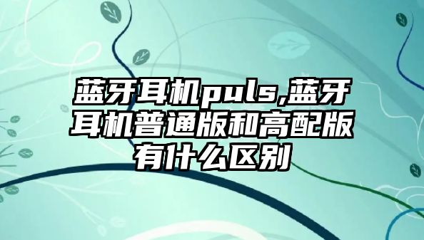 藍牙耳機puls,藍牙耳機普通版和高配版有什么區(qū)別